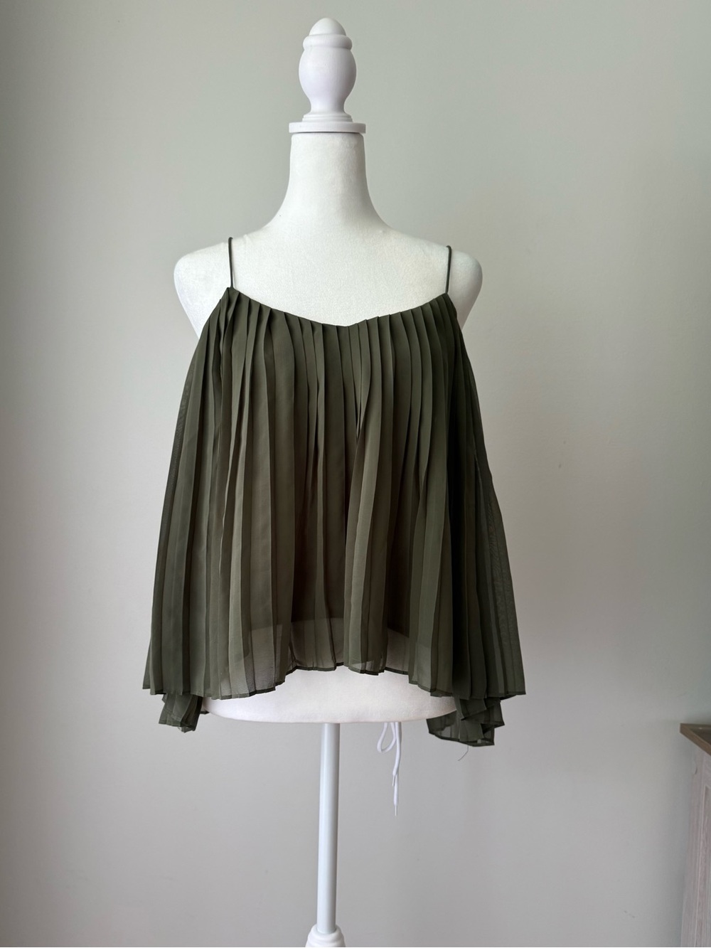 Abercrombie & Fitch Olive Green Pleated Spaghetti Strap Camisole